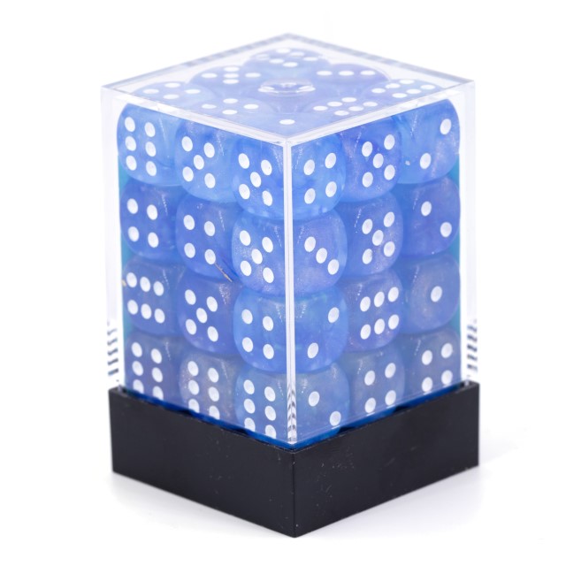 Borealis Himmelblau / Weiß 12mm W6 Würfel Set (36 Würfel)