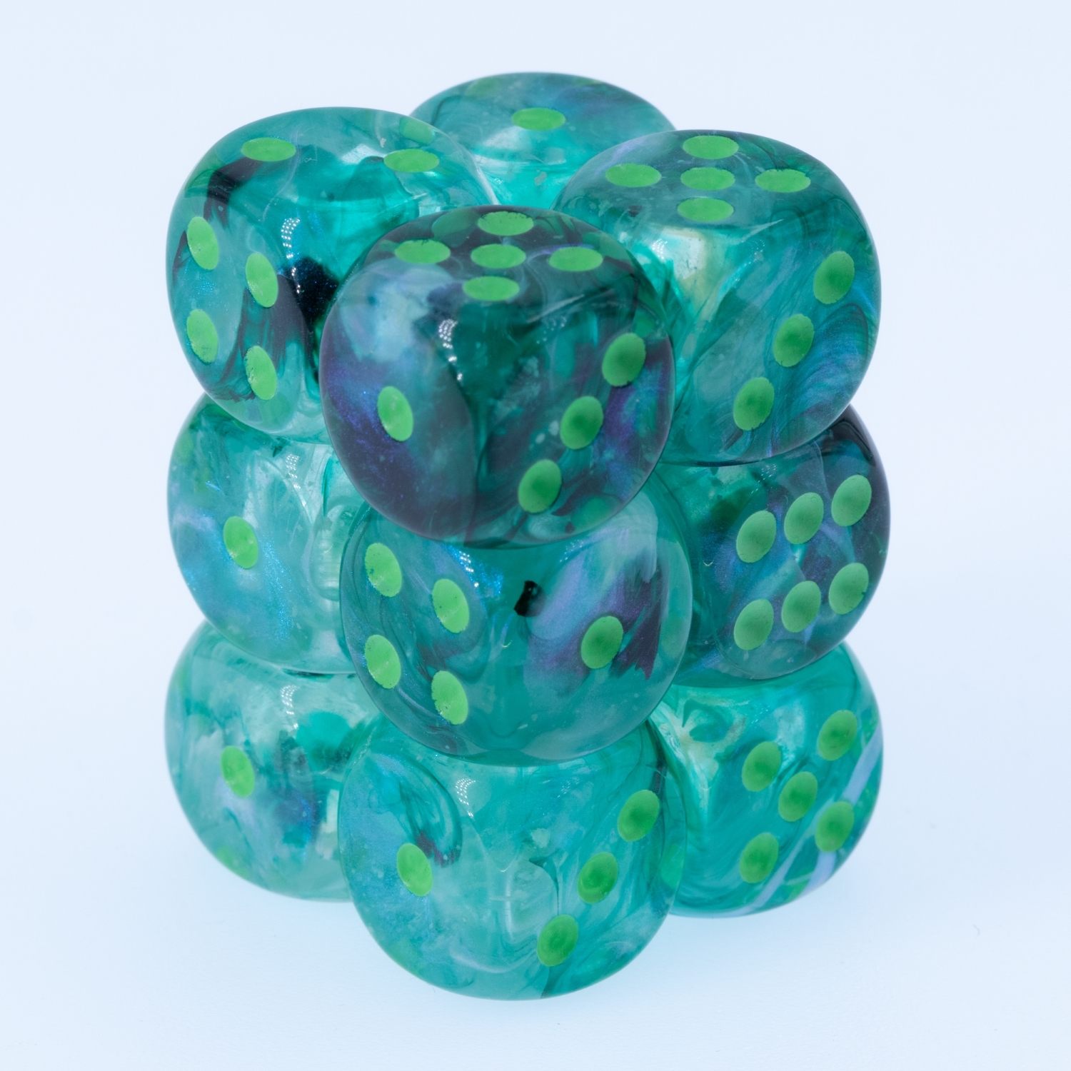 Borealis Kelp / hellgrün 16mm W6 Würfel Set (12 Würfel)