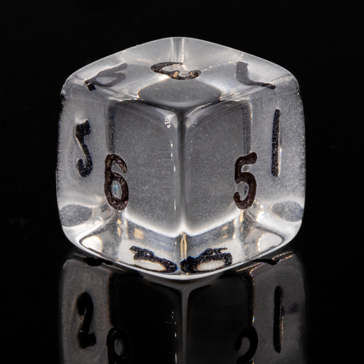 W6 Würfel in glasklar transparent / schwarz Transparent