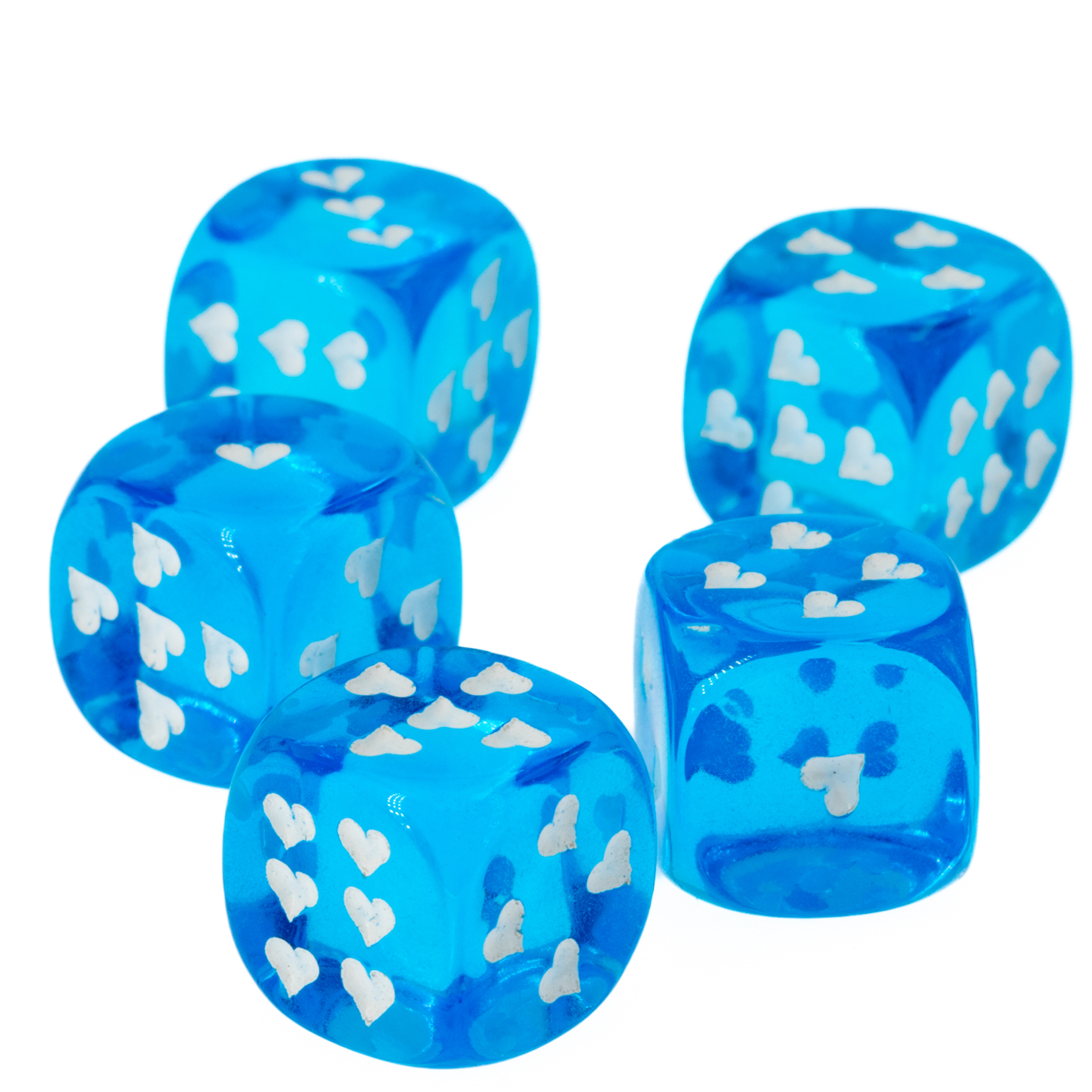 Herz Würfel in türkisblau / weiß Transparent