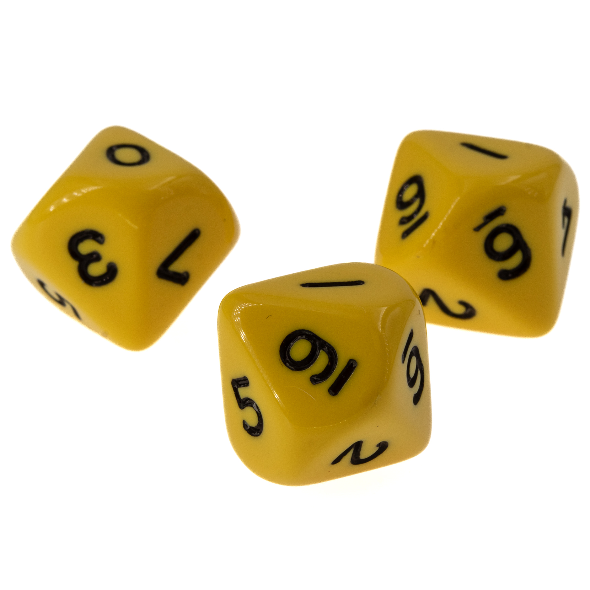 W10 Würfel in gelb / schwarz Satt