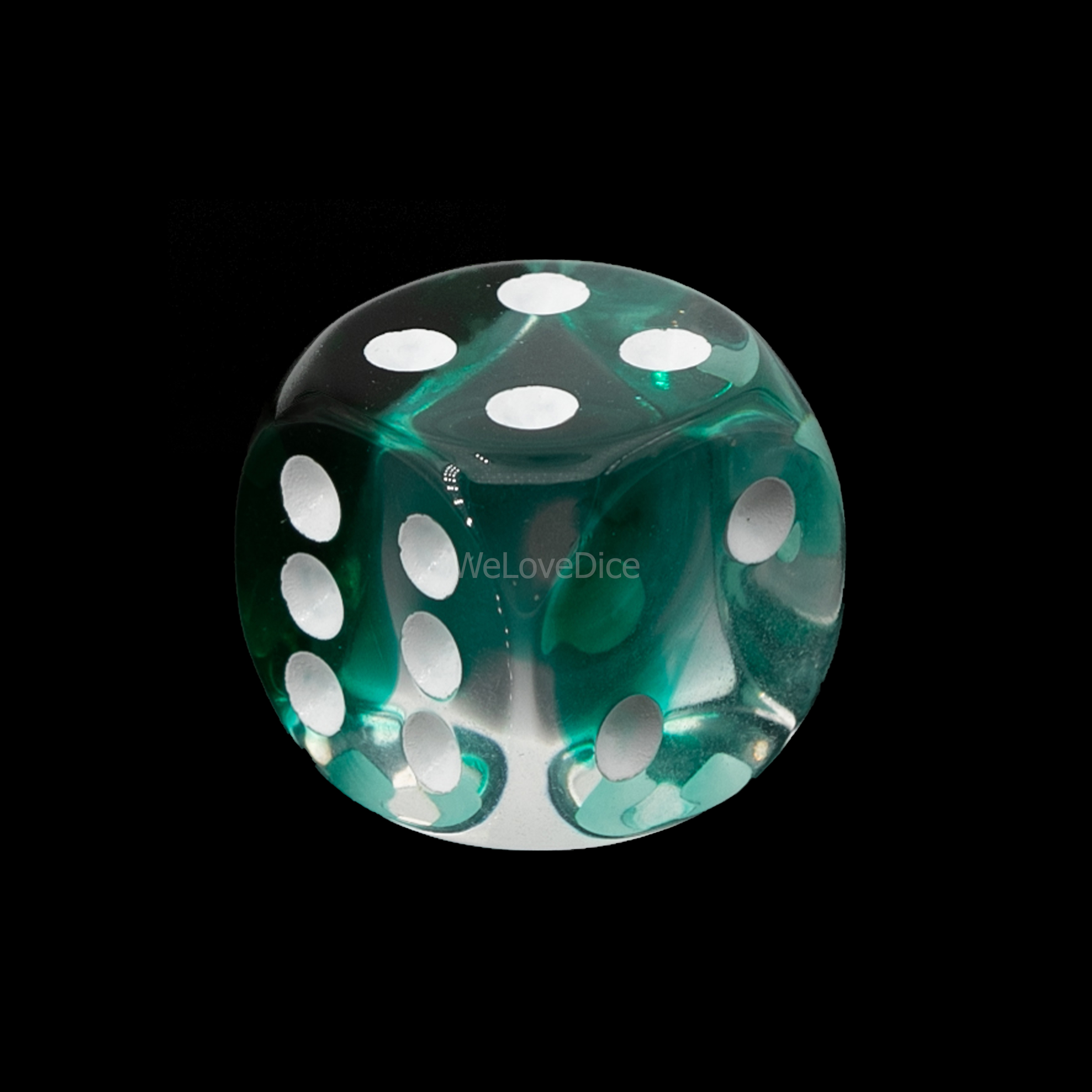 16mm Würfel in kristall grün  / weiß 2-Ton