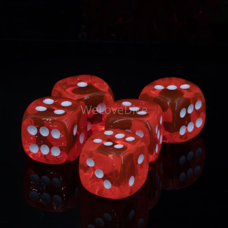 10mm Würfel in neon pink / weiß Transparent