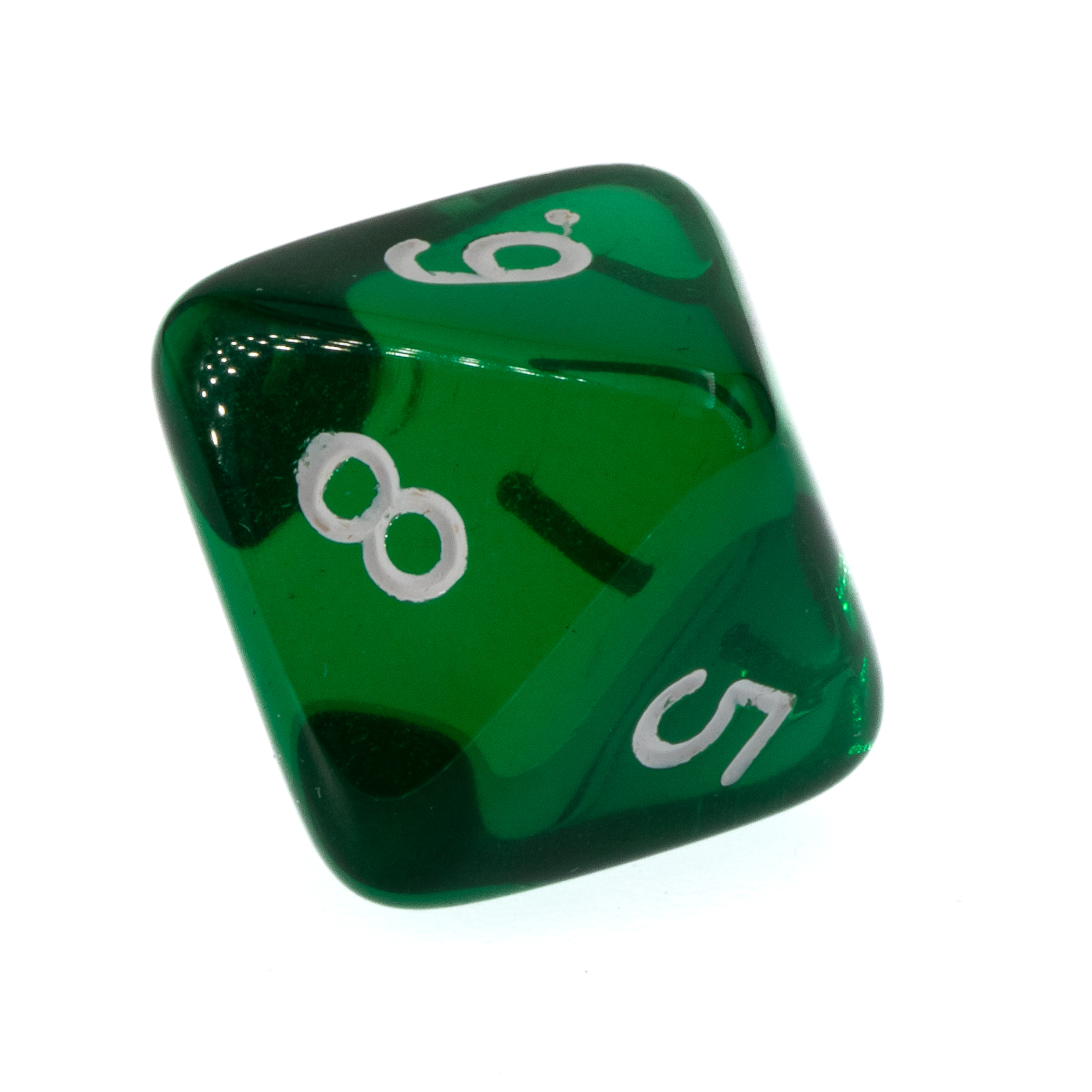 W8 dice in dunkelgrün transparent / weiß Transparent