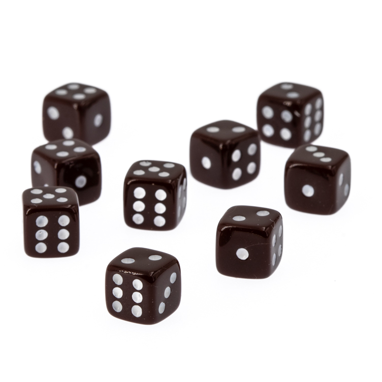 7mm Würfel in braun / weiß Satt
