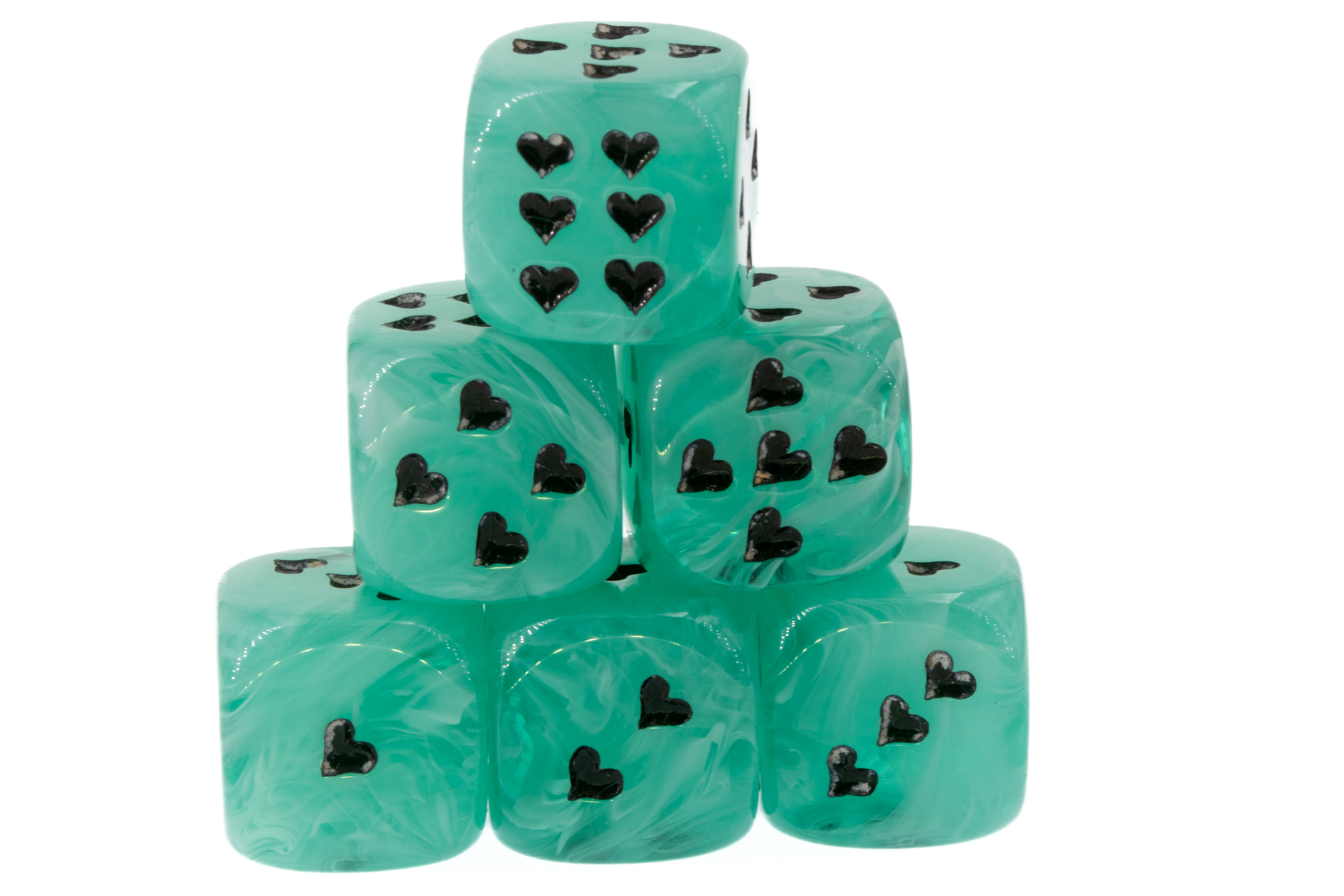 Herz Würfel in rauchiges jade / schwarz Marmor