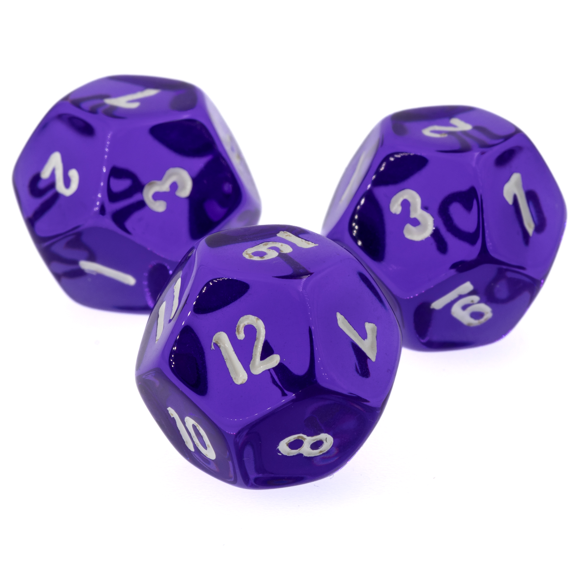 W12 Würfel in lila / weiß Transparent
