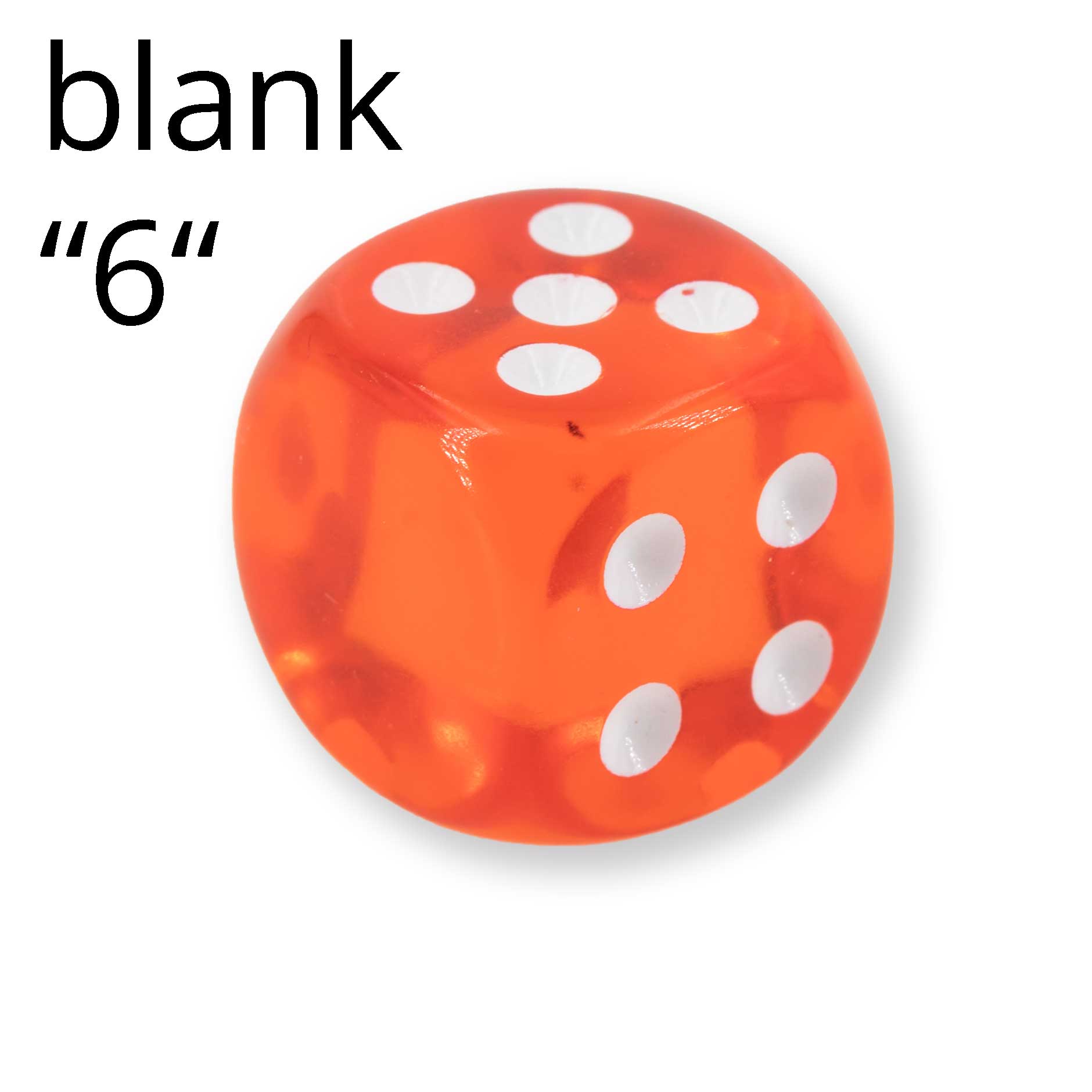 16mm Würfel in orange / weiß Transparent ohne "6"