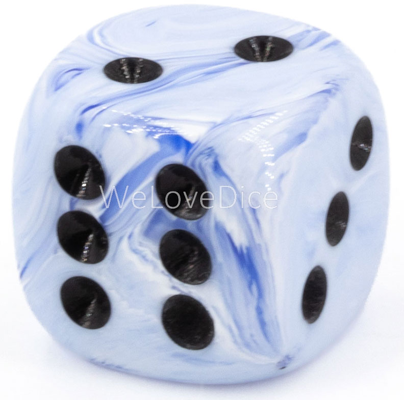 30mm Würfel in ice cream blau / schwarz Marmor