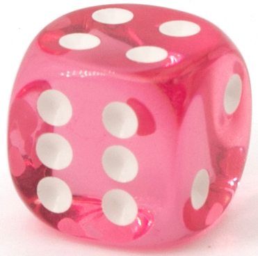 16mm Würfel in rosa / weiß Transparent