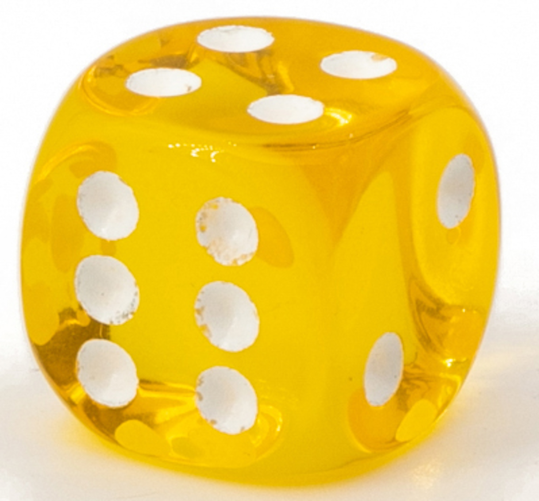 25mm Würfel in gelb transparent / weiß Transparent
