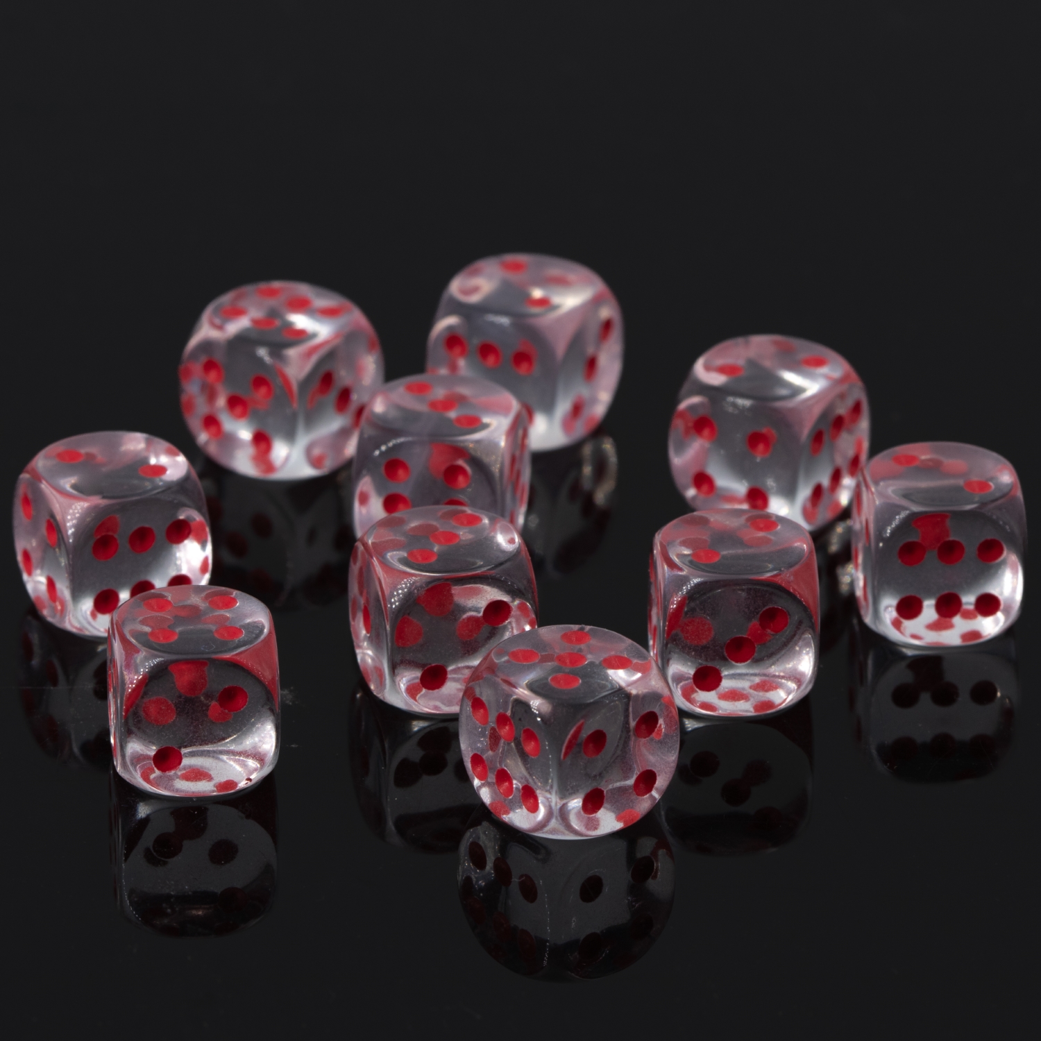12mm Würfel in glasklar transparent / rot Transparent
