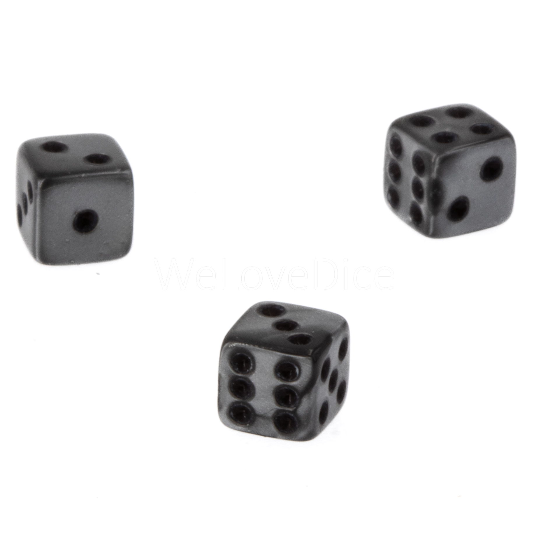 5mm Würfel in grau seide / schwarz Seide