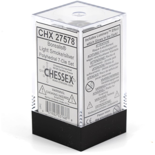 Borealis® Polyhedral Light smoke / silber 7-Würfel Set