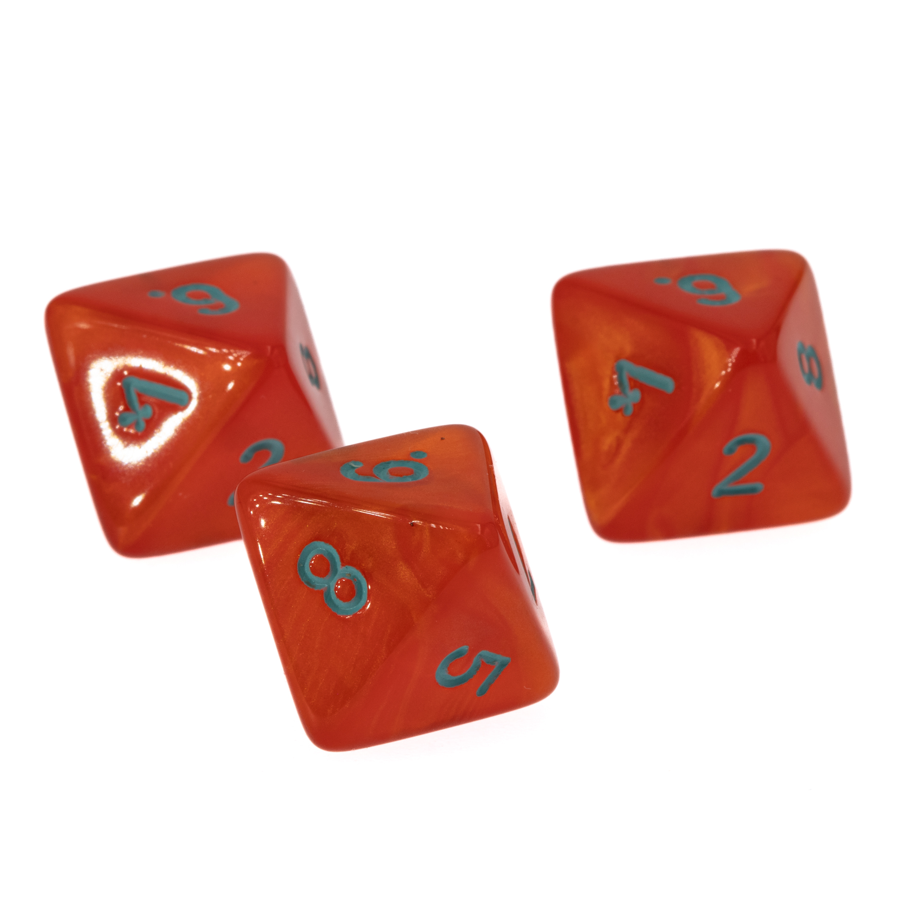 W8 dice in Orange / türkis Seide